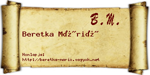 Beretka Márió névjegykártya